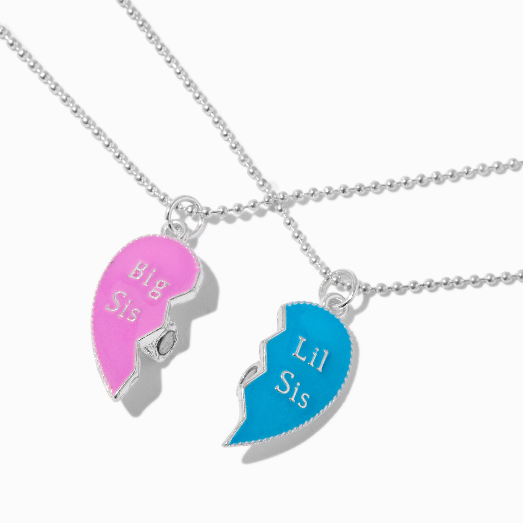 Best Friends Big & Lil Sis Split Heart Pendant Necklaces - 2 Pack,