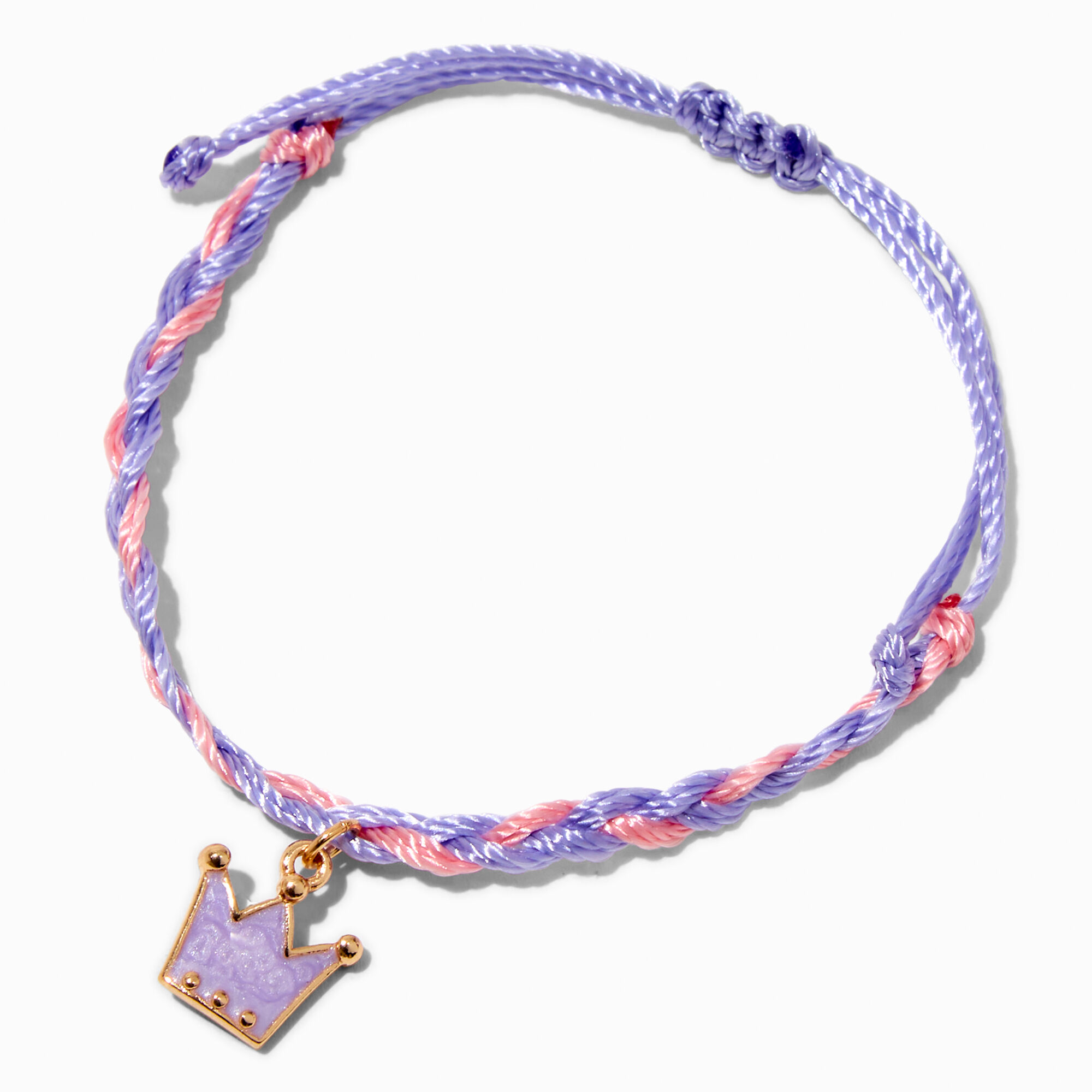 Purple & Pink Crown Braided Adjustable Bracelet ,