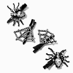 Crystal Spiders &amp; Webs Hair Clips - 4 Pack,