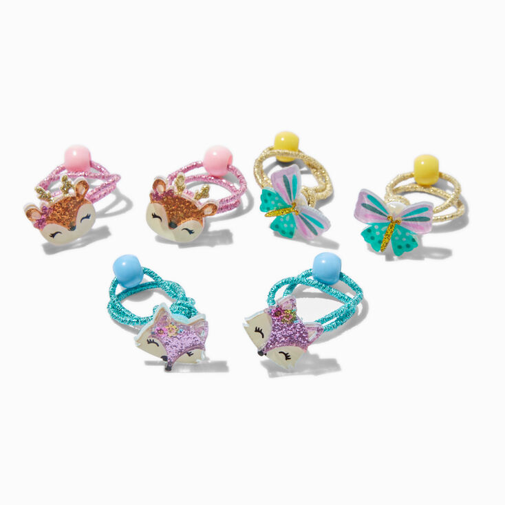 Claire&#39;s Club Glitter Forest Critter Hair Ties - 6 Pack,