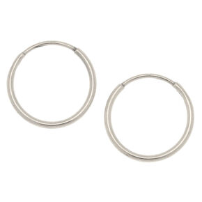 C LUXE by Claire&#39;s Silver-tone Titanium 10mm Sleek Hoop Earrings,