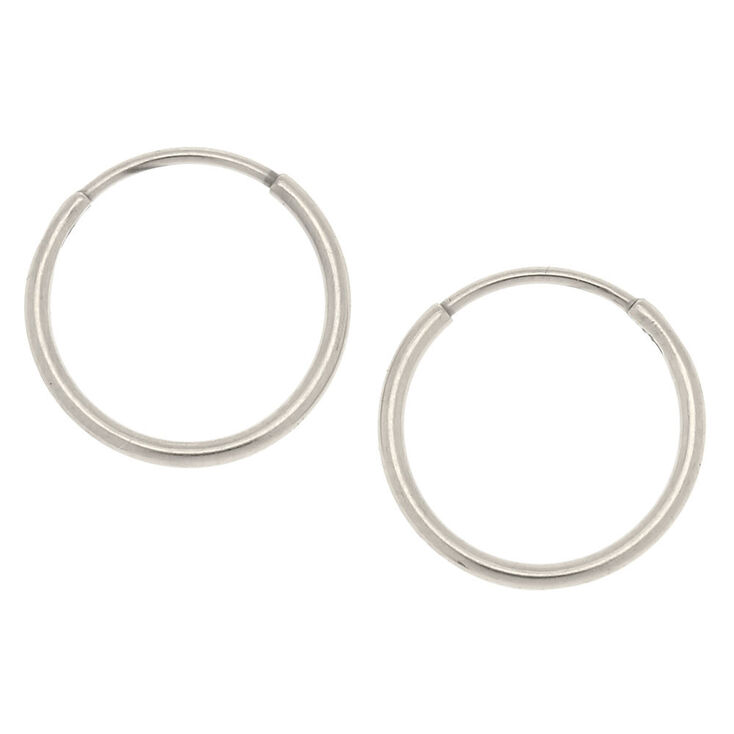 Silver Titanium 10MM Sleek Hoop Earrings | Claire's US