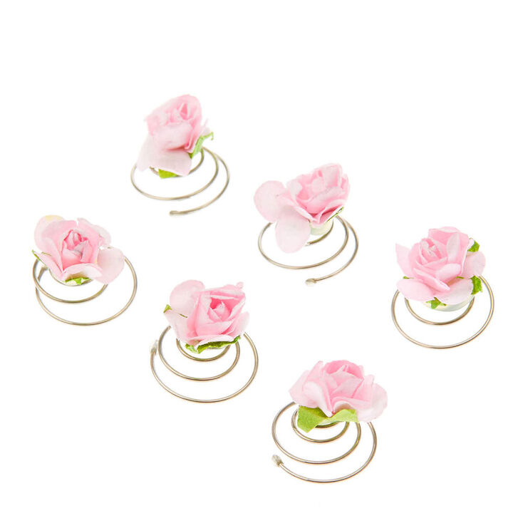 Paper Rose Hair Spinners - Blush, 6 Pack,