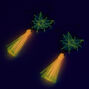 Glow In The Dark 1&quot; Pink Heart Tassel Drop Earrings,