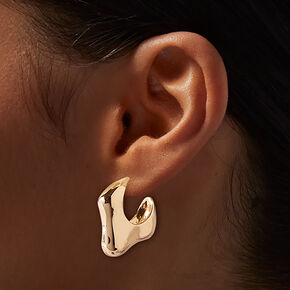 Gold-tone Wide Melty Hoop Earrings,