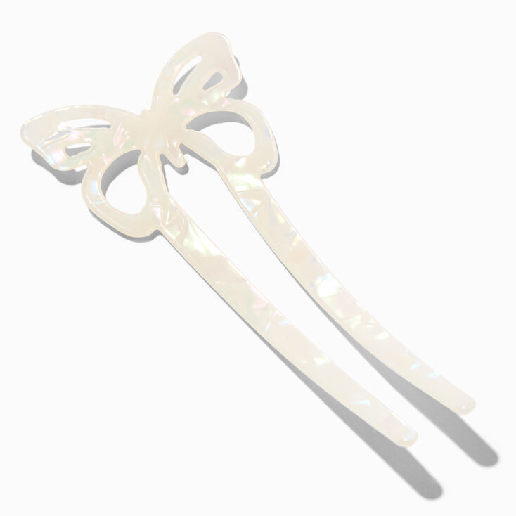 White Butterfly Acrylic Hair Pin,