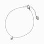 Silver-tone Cubic Zirconia Dainty Flower Chain Anklet,