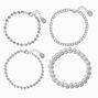 Silver-tone Bead &amp; Pearl Bracelet Set - 4 Pack ,
