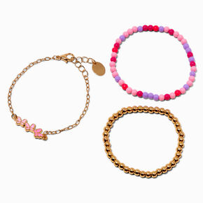 Ombr&eacute; Pink Butterfly Bracelet Set - 3 Pack,