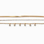 Gold Cubic Zirconia Dainty Chain Bracelets - 3 Pack,