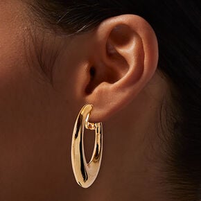 Gold-tone 40mm Clip-On Chunky Hoop Earrings ,