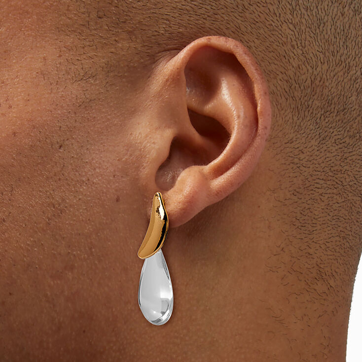 Gold &amp; Clear Teardrop Drop Earrings,
