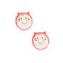 Glitter Cat Donut Earrings - White,