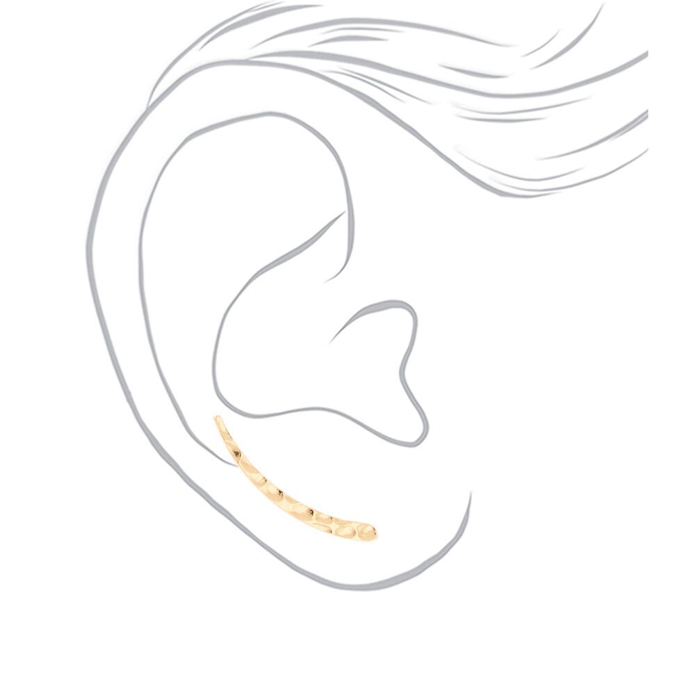 Gold 1" Textured Ear Crawler Earrings,