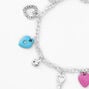 Silver Heart Locket &amp; Key Charm Bracelet,