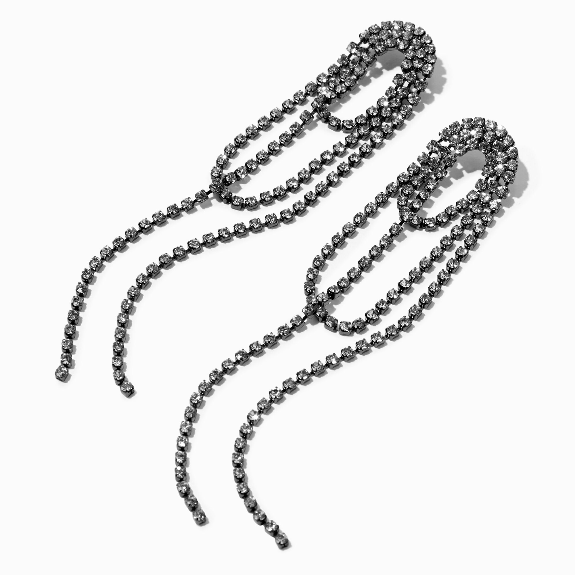 View Claires Hematite Crystal Loopy Lasso 4 Drop Earrings information