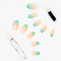 Lot de faux ongles ballerine avec d&eacute;grad&eacute; vert menthe - Lot de 24,