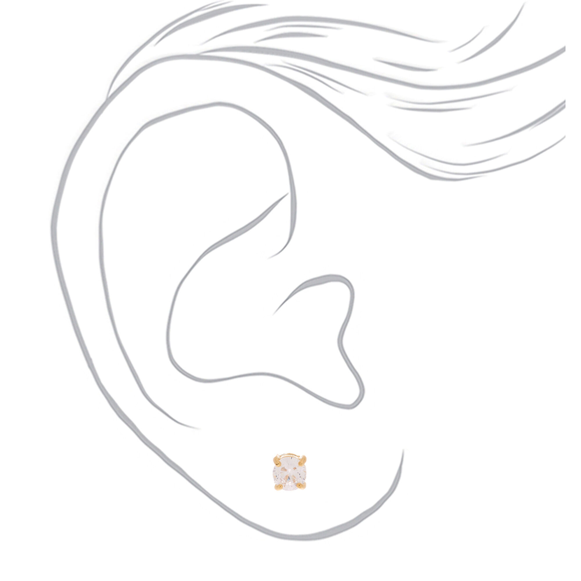 C LUXE by Claire's 18kt Gold Plated Cubic Zirconia 5mm Round Stud Earrings,