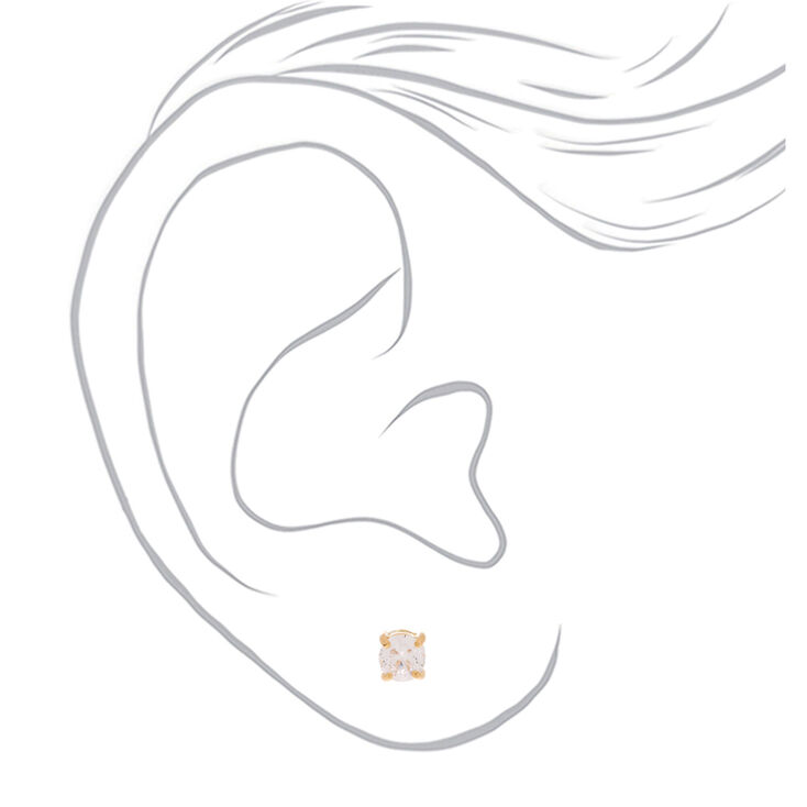 C LUXE by Claire&#39;s 18k Yellow Gold Plated Cubic Zirconia 5MM Round Stud Earrings,