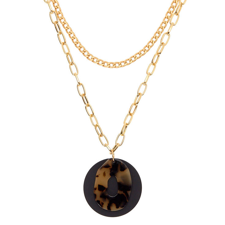 Claire's Collier multi-rangs à motif écaille de tortue mat en résine d'imitation couleur doré