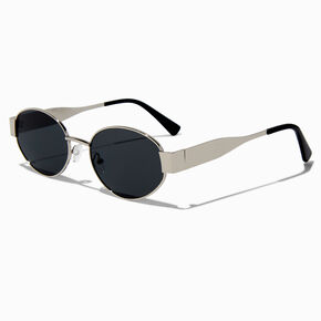 Black Tortoiseshell Oval Metal Sunglasses,