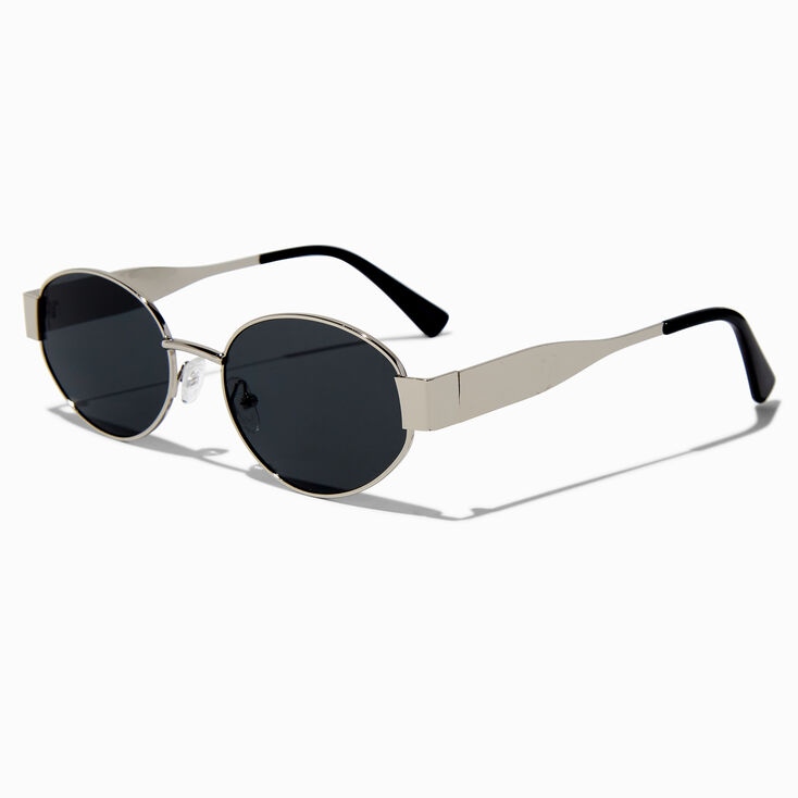 Black Tortoiseshell Oval Metal Sunglasses,