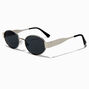 Black Tortoiseshell Oval Metal Sunglasses,