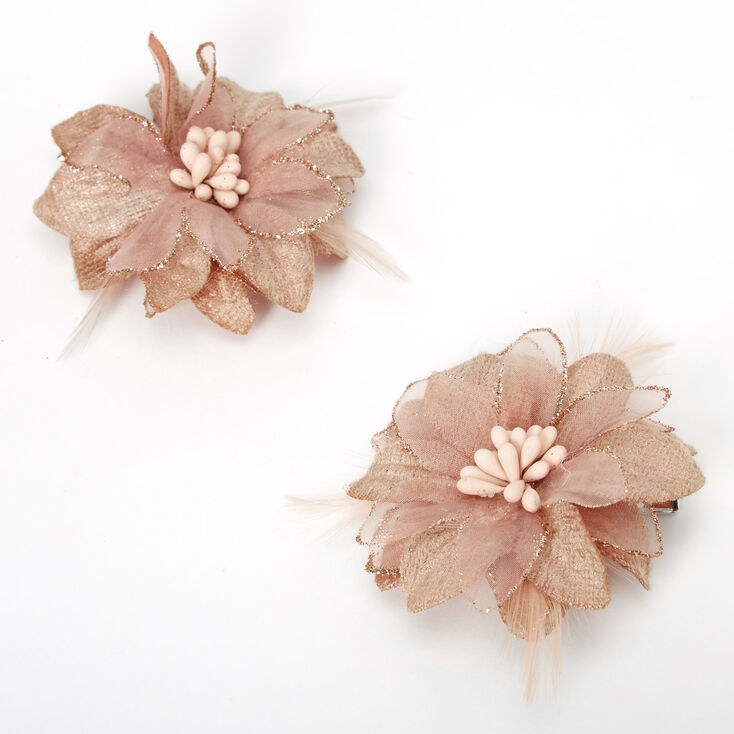 Lily Flower Hair Clips - Champagne, 2 Pack,