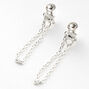 Sterling Silver 1.5&quot; Crystal Front and Back Linear Drop Earrings,