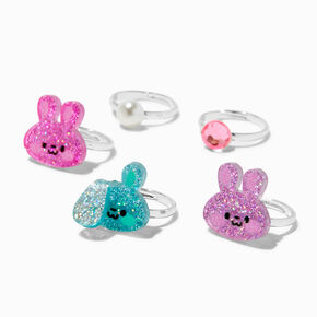 Claire&#39;s Club Pastel Bunny Box Rings - 5 Pack,