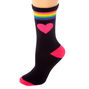 Rainbow Heart Crew Socks - Black,
