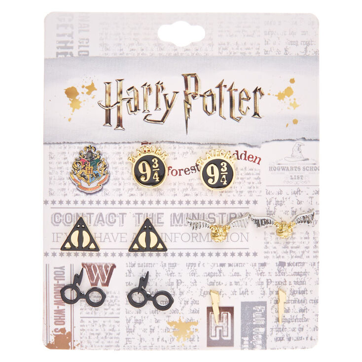 Claire's Lot de 6 paires de boucles d'oreilles créoles et clous d'oreilles  Harry Potter - Bijoux officiels Harry Potter pour filles et femmes, Métal :  : Mode