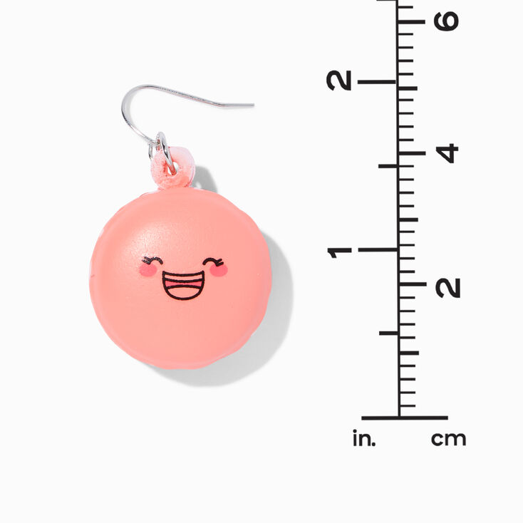 Squish Pink Happy Face Macaron 1&quot; Drop Earrings,