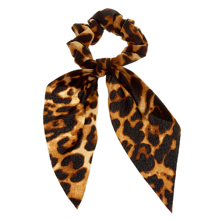 Claire's Chouchou foulard à imprimé léopard - Marron