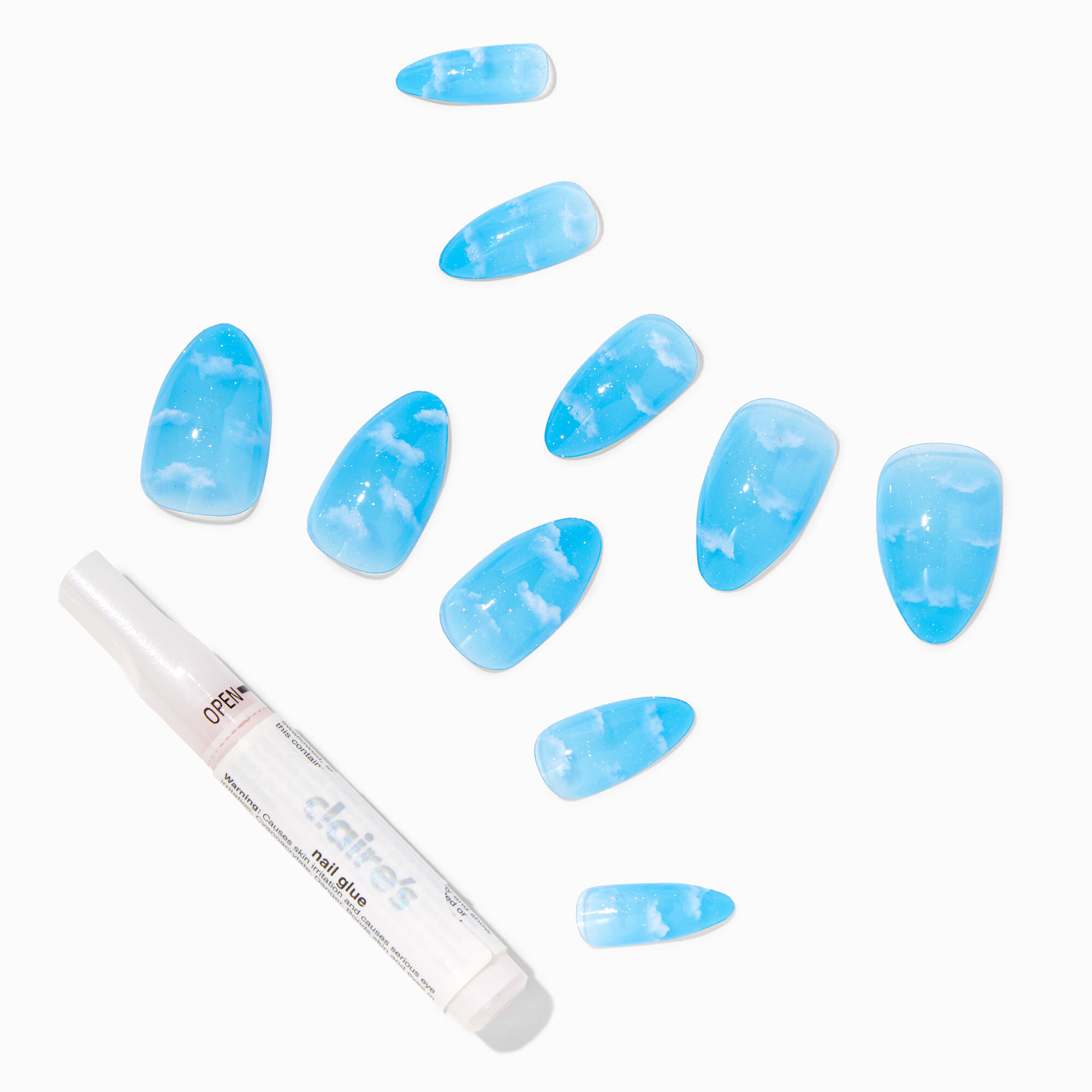 View Claires Cloud Jelly Stiletto Vegan Faux Nail Set 24 Pack Blue information