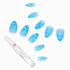 Faux ongles vegan stiletto motif gel&eacute;e nuage bleu &#40;lot de 24&#41;,