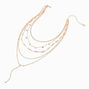 Gold-tone Pink &amp; Nude Seed Bead Disc Multi-Strand Y-Neck Necklace,