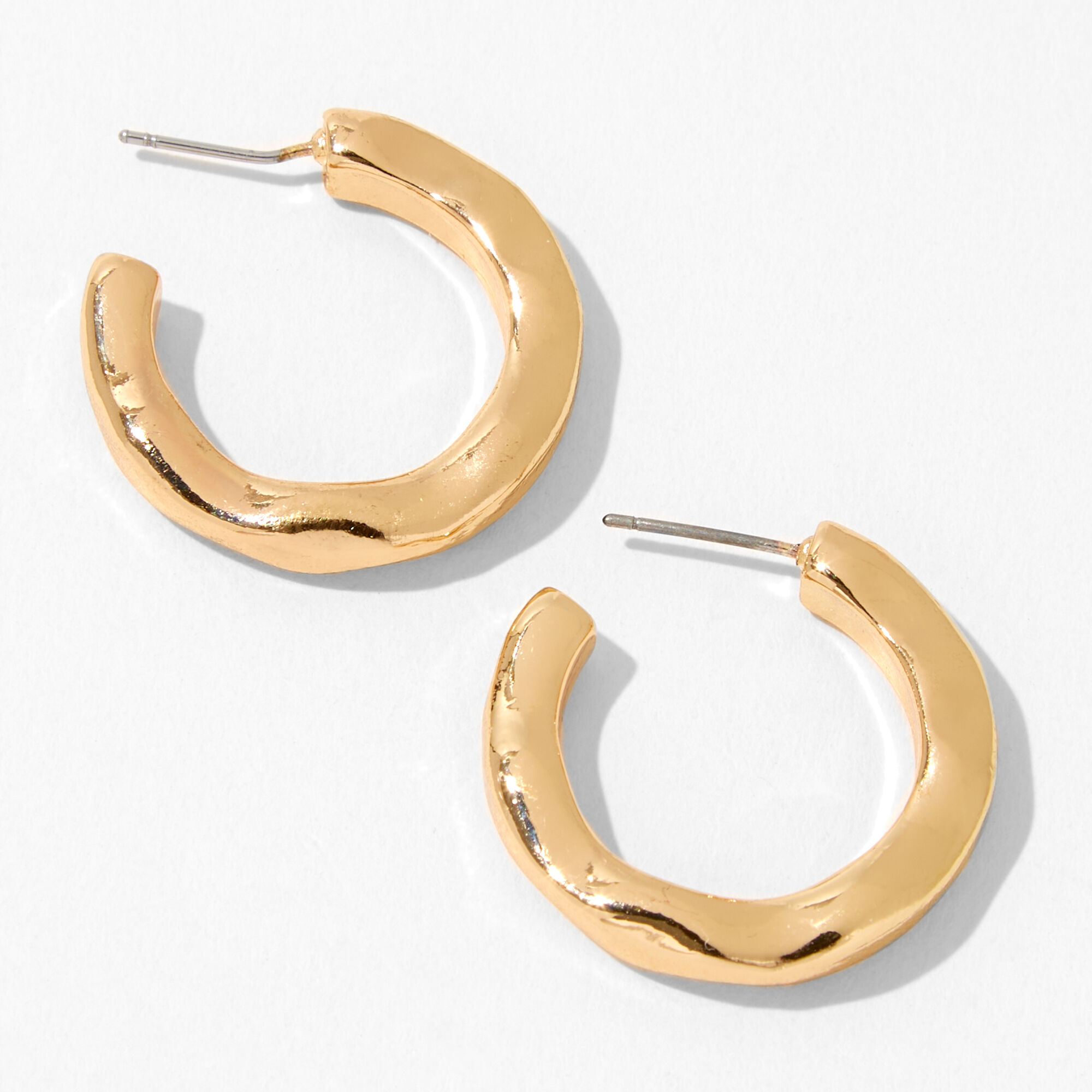 View Claires 30MM Molten Hoop Earrings Gold information