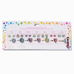 Claire&#39;s Club 7 Day Pastel Stick On Earrings &amp; Ring Set - 7 Pack,