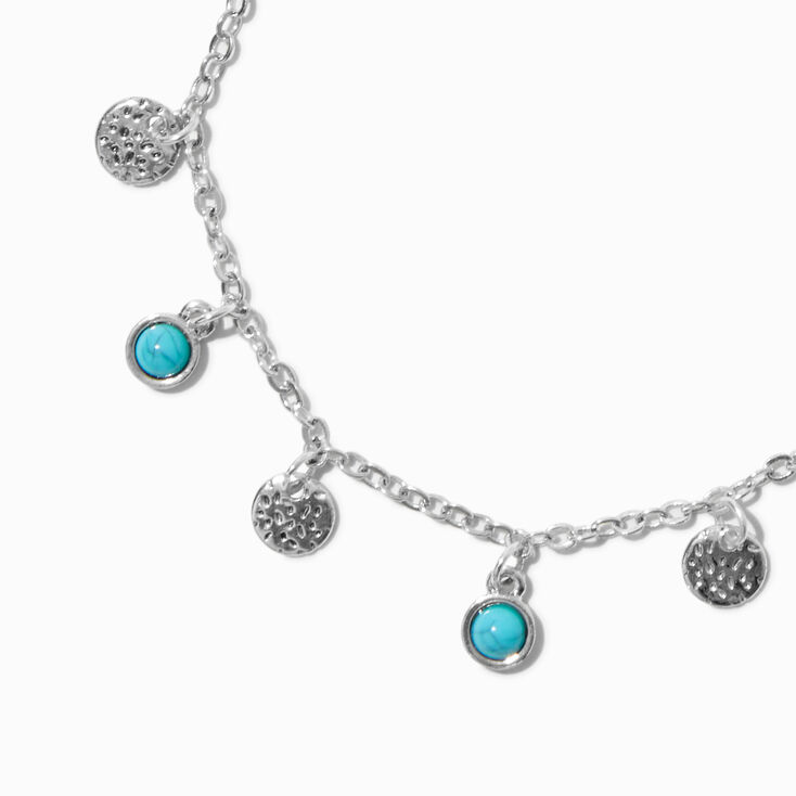 Silver-tone Coin Turquoise Dangle Cowgirl Western Charm Bracelet,