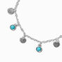 Silver-tone Coin Turquoise Dangle Cowgirl Western Charm Bracelet,