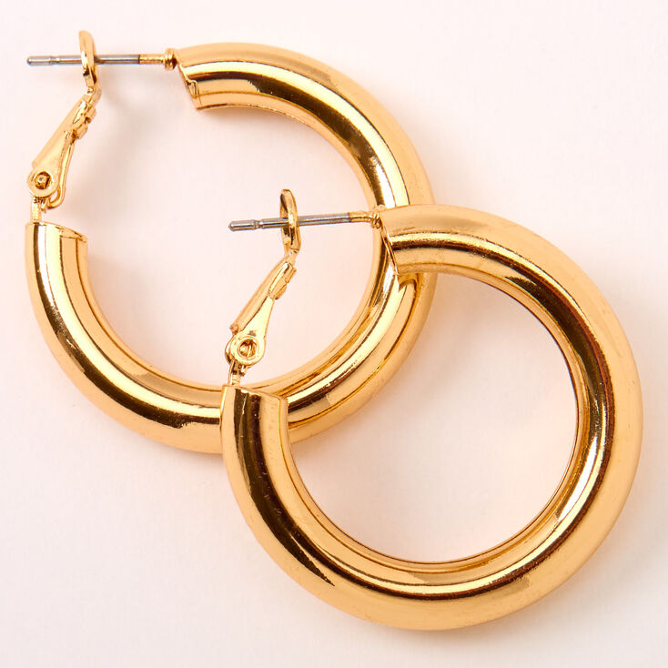 Gold 30MM Tube Hoop Earrings,