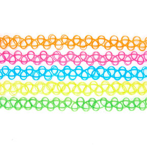 Neon Tattoo Chokers - 5 Pack,