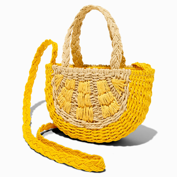 Lemon Woven Crossbody Bag,