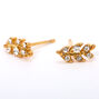 18ct Gold Plated Crystal Leaf Stud Earrings,