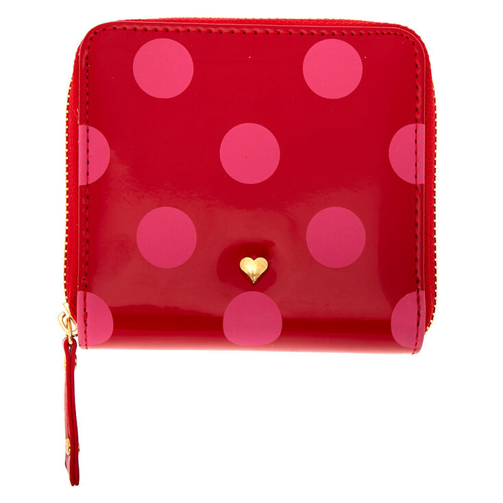 Red & Pink Polka Dot Mini Zip Wallet | Claire&#39;s