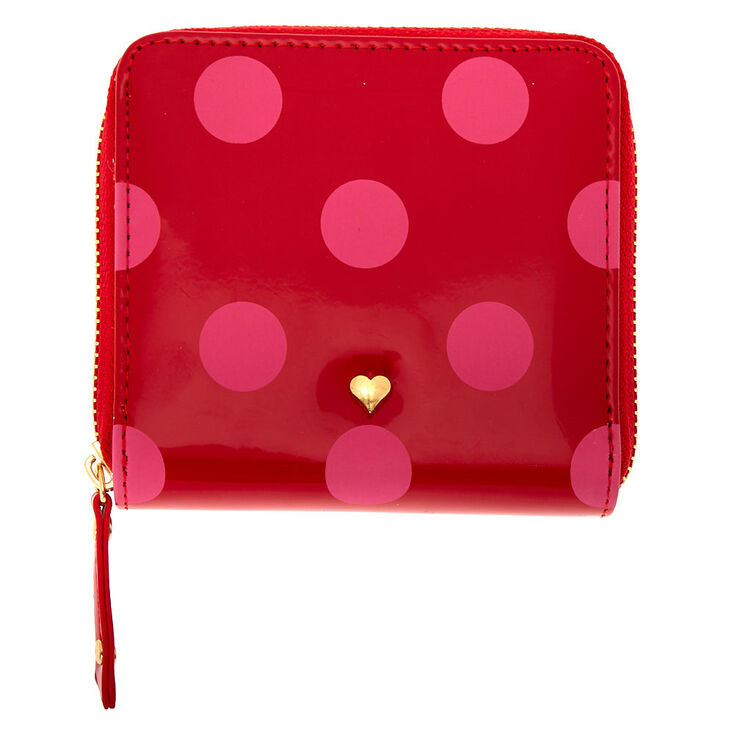 Claire's Mini portefeuille à zip et à pois rouges et roses
