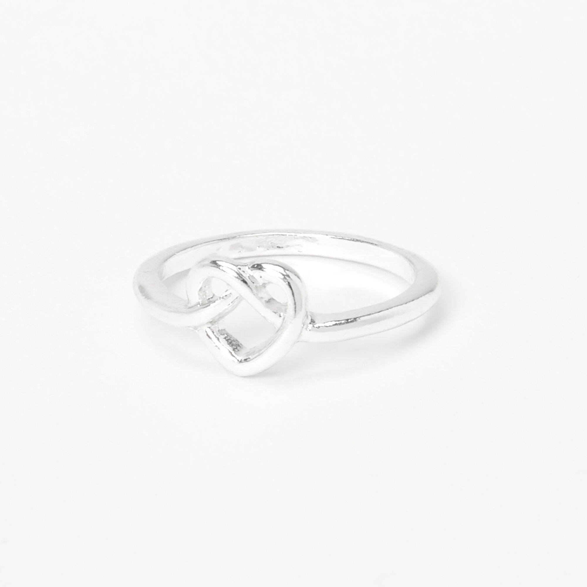 View Claires Knotted Heart Ring Silver information