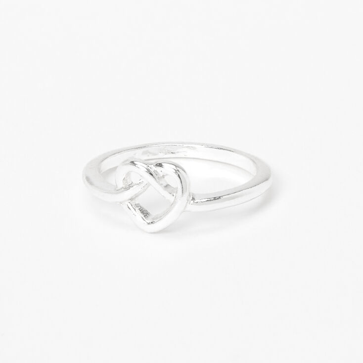 Silver Knotted Heart Ring,