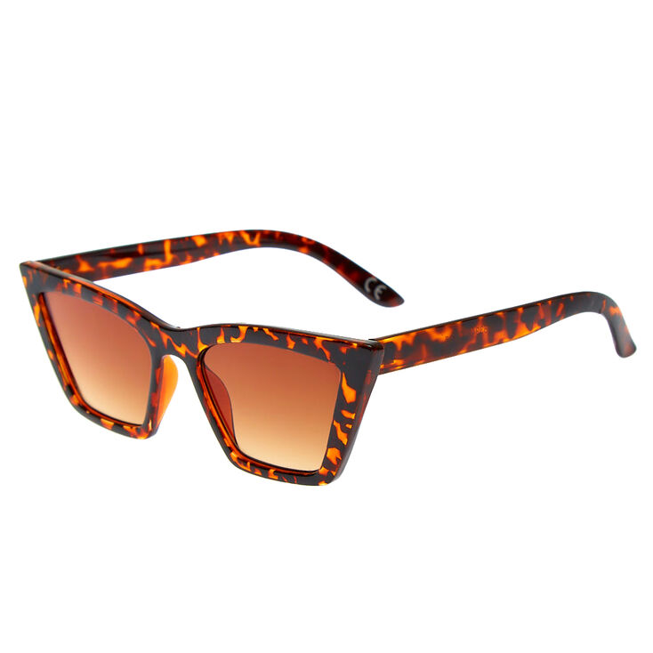 Tortoiseshell Rectangular Cat Eye Sunglasses,